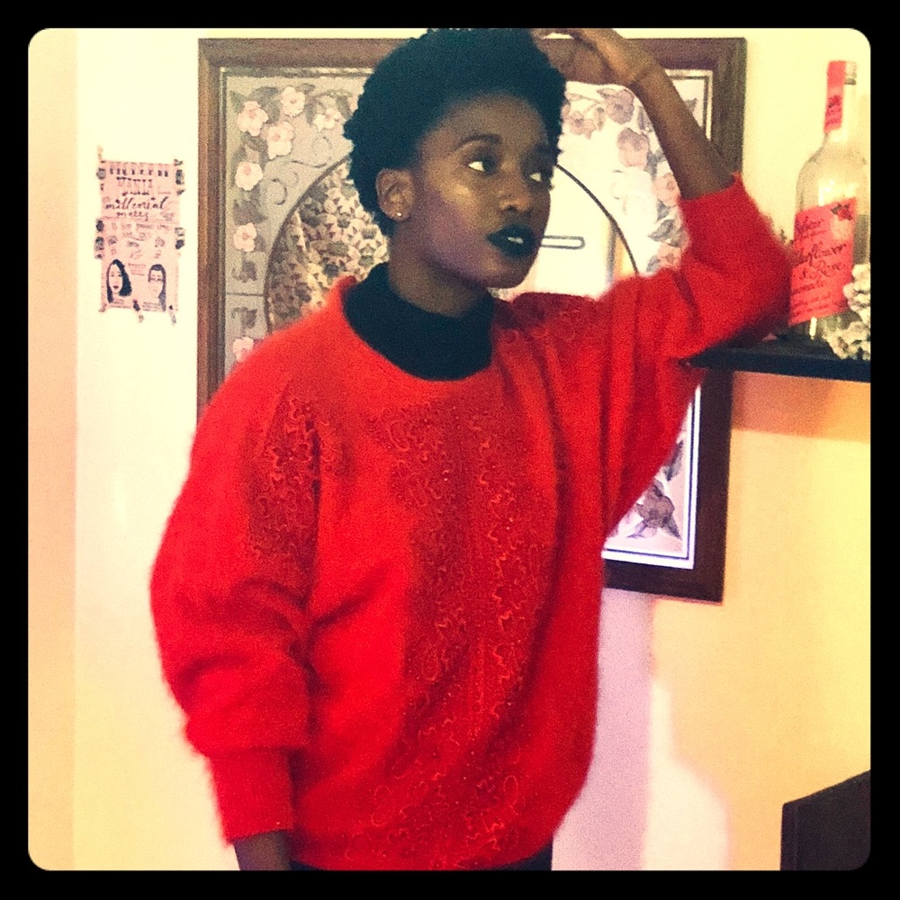 Super Soft, Vintage, Fuzzy Red Sweater
